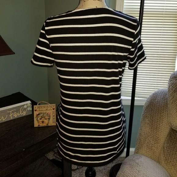 Michael Kors black/white striped zipper blouse - Picture 3 of 4